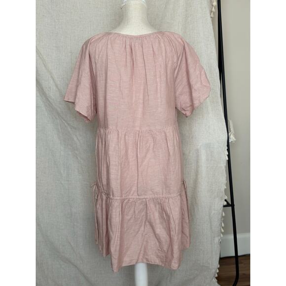 Madewell Linen Blend Lorelai Mini Dress Dusty Blush Pink Size L - Picture 7 of 12
